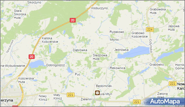 mapa Śledziowa Huta, Śledziowa Huta na mapie Targeo