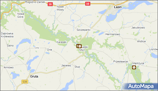 mapa Słupski Młyn, Słupski Młyn na mapie Targeo
