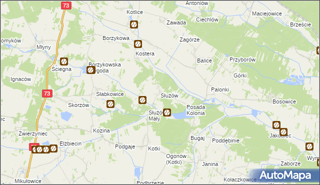 mapa Służów, Służów na mapie Targeo