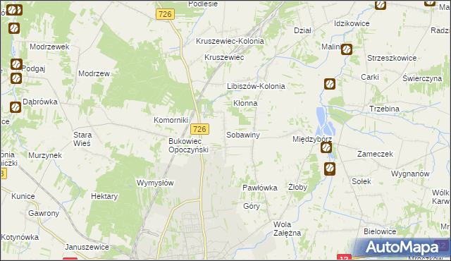 mapa Sobawiny, Sobawiny na mapie Targeo