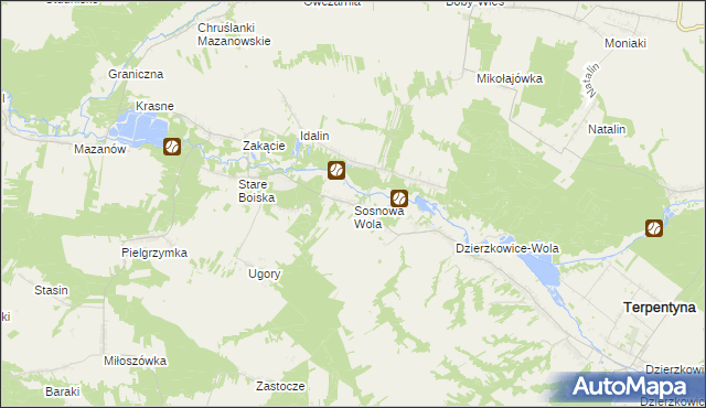 mapa Sosnowa Wola gmina Dzierzkowice, Sosnowa Wola gmina Dzierzkowice na mapie Targeo