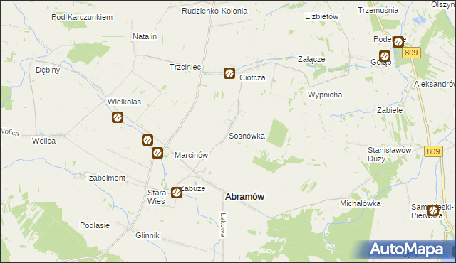 mapa Sosnówka gmina Abramów, Sosnówka gmina Abramów na mapie Targeo