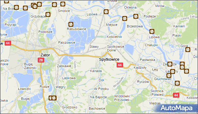 mapa Spytkowice powiat wadowicki, Spytkowice powiat wadowicki na mapie Targeo