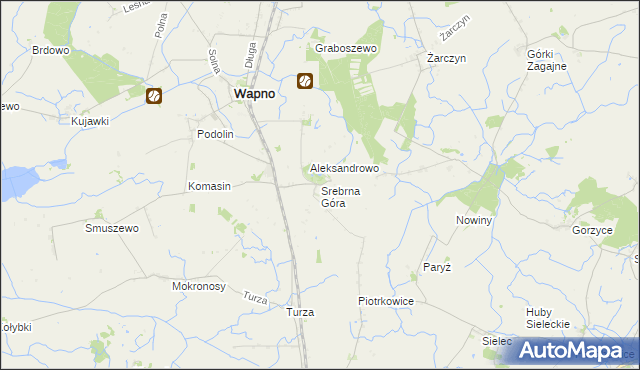 mapa Srebrna Góra gmina Wapno, Srebrna Góra gmina Wapno na mapie Targeo