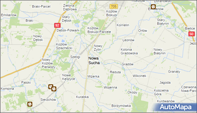 mapa Stara Sucha gmina Nowa Sucha, Stara Sucha gmina Nowa Sucha na mapie Targeo