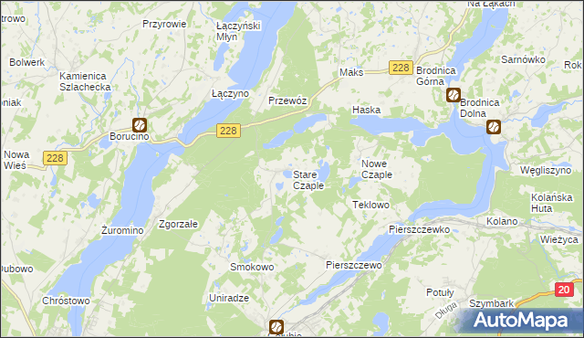 mapa Stare Czaple gmina Stężyca, Stare Czaple gmina Stężyca na mapie Targeo