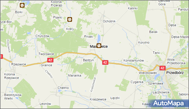 mapa Strzelce Małe gmina Masłowice, Strzelce Małe gmina Masłowice na mapie Targeo