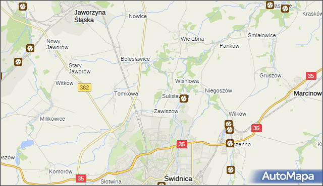 mapa Sulisławice gmina Świdnica, Sulisławice gmina Świdnica na mapie Targeo