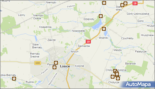 mapa Świniarów, Świniarów na mapie Targeo
