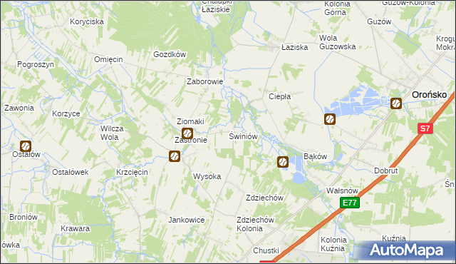 mapa Świniów, Świniów na mapie Targeo