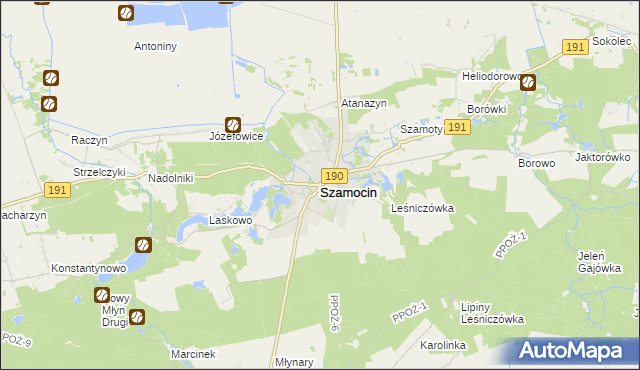 mapa Szamocin powiat chodzieski, Szamocin powiat chodzieski na mapie Targeo