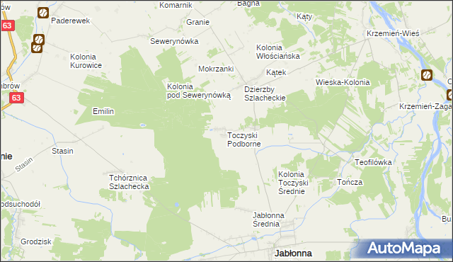 mapa Toczyski Podborne, Toczyski Podborne na mapie Targeo