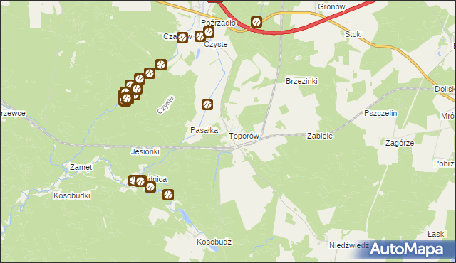 mapa Toporów gmina Łagów, Toporów gmina Łagów na mapie Targeo