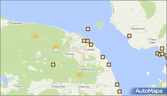 mapa Trzebież, Trzebież na mapie Targeo