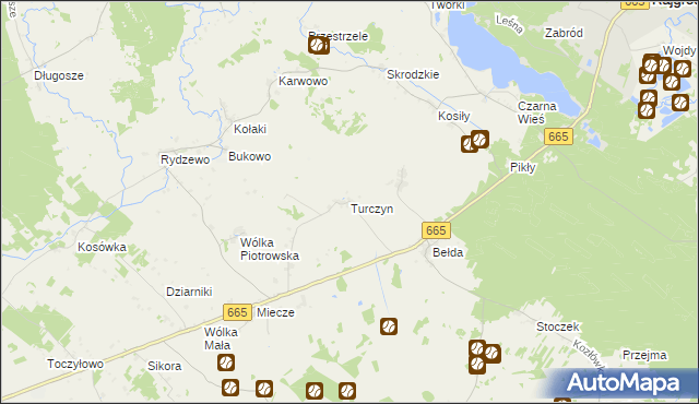 mapa Turczyn gmina Rajgród, Turczyn gmina Rajgród na mapie Targeo