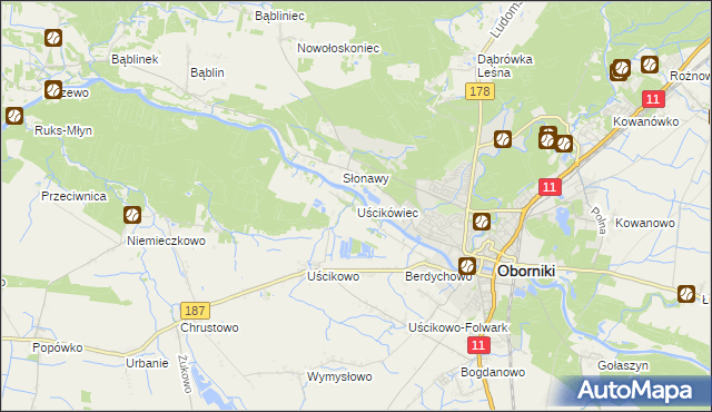 mapa Uścikówiec, Uścikówiec na mapie Targeo