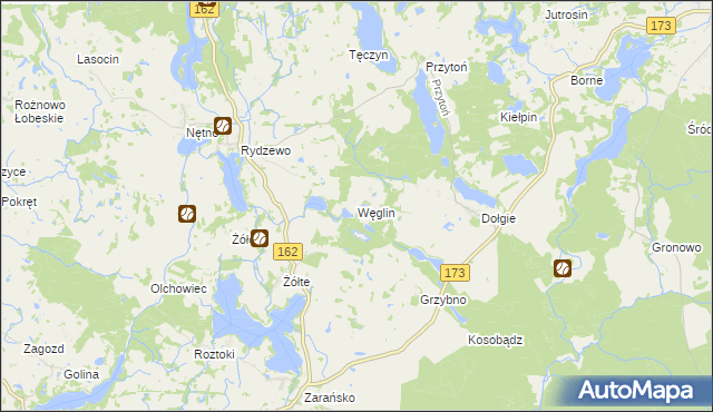 mapa Węglin gmina Ostrowice, Węglin gmina Ostrowice na mapie Targeo