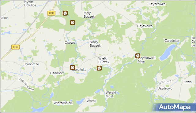 mapa Wielki Buczek gmina Lipka, Wielki Buczek gmina Lipka na mapie Targeo