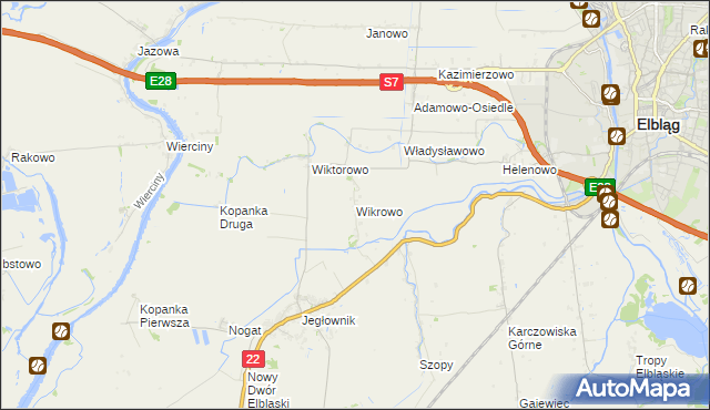 mapa Wikrowo gmina Gronowo Elbląskie, Wikrowo gmina Gronowo Elbląskie na mapie Targeo