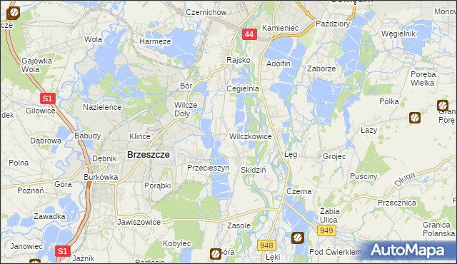 mapa Wilczkowice gmina Brzeszcze, Wilczkowice gmina Brzeszcze na mapie Targeo