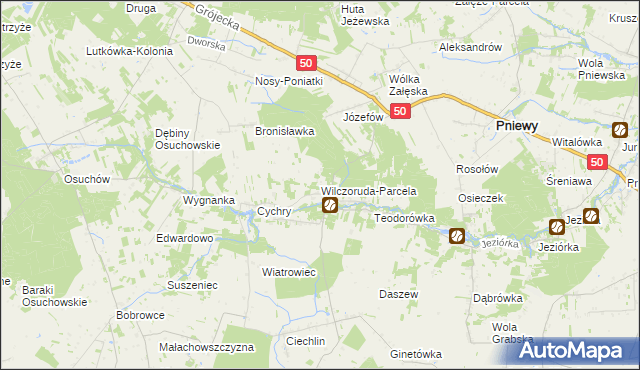 mapa Wilczoruda-Parcela, Wilczoruda-Parcela na mapie Targeo