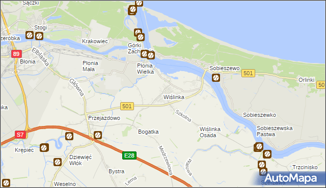 mapa Wiślinka, Wiślinka na mapie Targeo