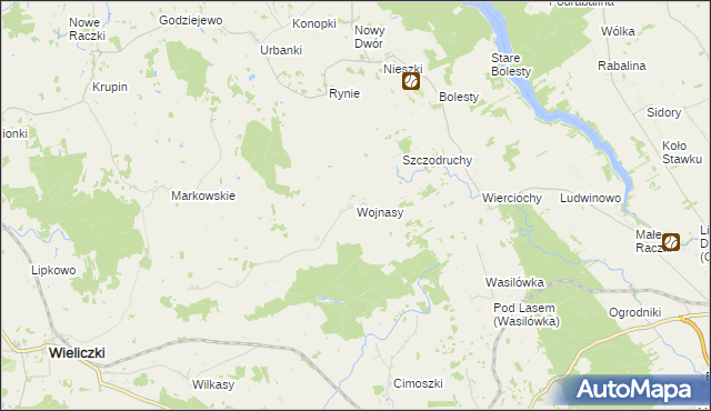 mapa Wojnasy gmina Wieliczki, Wojnasy gmina Wieliczki na mapie Targeo