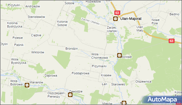 mapa Wola Chomejowa, Wola Chomejowa na mapie Targeo