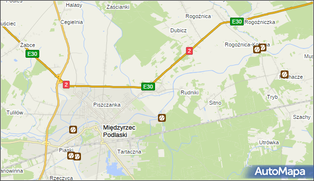 mapa Wysokie gmina Międzyrzec Podlaski, Wysokie gmina Międzyrzec Podlaski na mapie Targeo