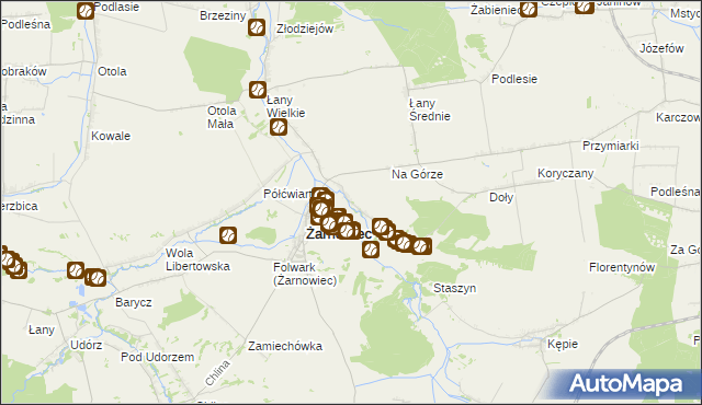 mapa Zabrodzie gmina Żarnowiec, Zabrodzie gmina Żarnowiec na mapie Targeo