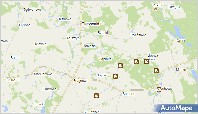 mapa Zapieka, Zapieka na mapie Targeo