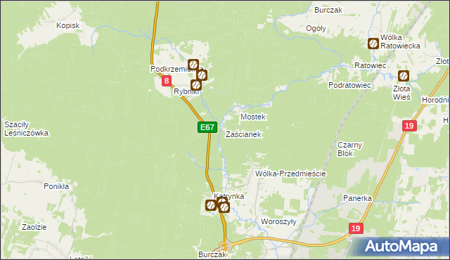 mapa Zaścianek gmina Wasilków, Zaścianek gmina Wasilków na mapie Targeo
