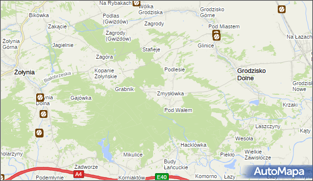 mapa Zmysłówka gmina Grodzisko Dolne, Zmysłówka gmina Grodzisko Dolne na mapie Targeo