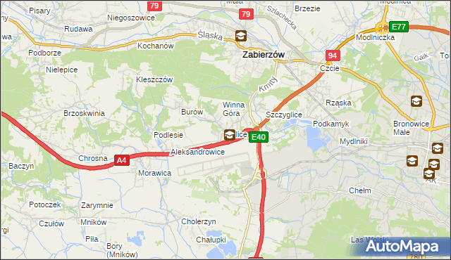 mapa Balice gmina Zabierzów, Balice gmina Zabierzów na mapie Targeo