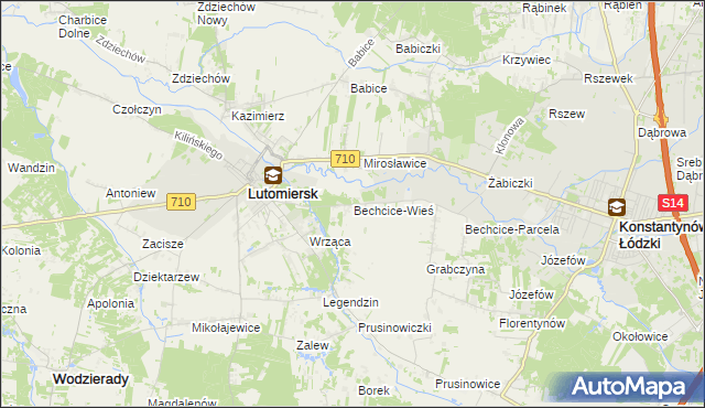 mapa Bechcice-Wieś, Bechcice-Wieś na mapie Targeo