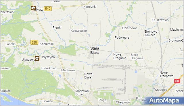 mapa Biała gmina Stara Biała, Biała gmina Stara Biała na mapie Targeo