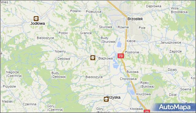 mapa Błażkowa gmina Brzyska, Błażkowa gmina Brzyska na mapie Targeo