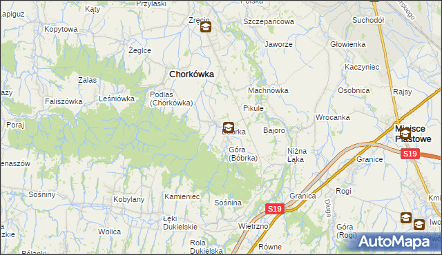 mapa Bóbrka gmina Chorkówka, Bóbrka gmina Chorkówka na mapie Targeo
