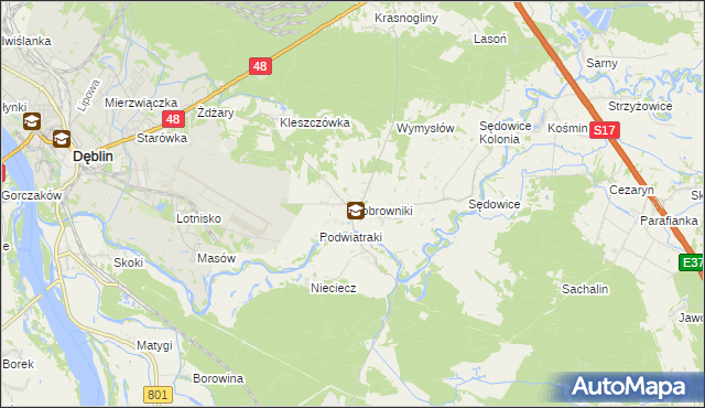 mapa Bobrowniki gmina Ryki, Bobrowniki gmina Ryki na mapie Targeo