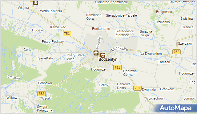 mapa Bodzentyn, Bodzentyn na mapie Targeo
