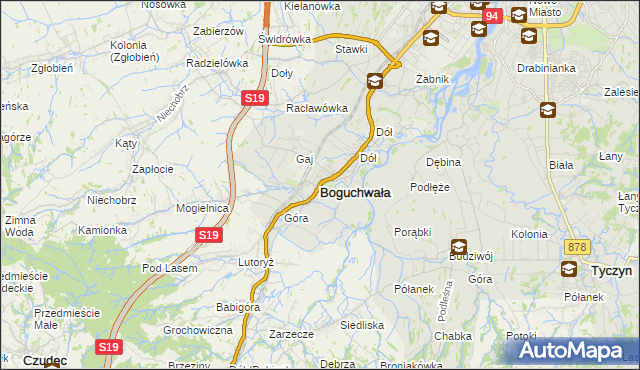 mapa Boguchwała powiat rzeszowski, Boguchwała powiat rzeszowski na mapie Targeo