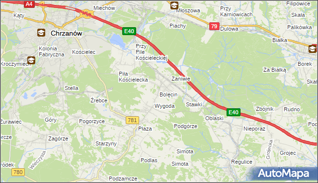 mapa Bolęcin gmina Trzebinia, Bolęcin gmina Trzebinia na mapie Targeo
