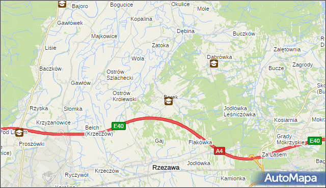 mapa Borek gmina Rzezawa, Borek gmina Rzezawa na mapie Targeo