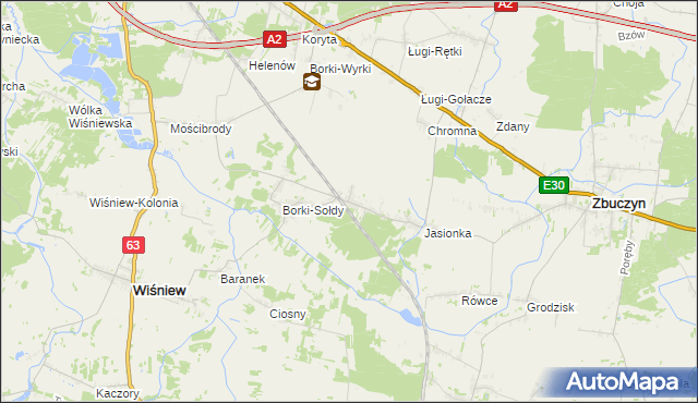 mapa Borki-Kosy, Borki-Kosy na mapie Targeo