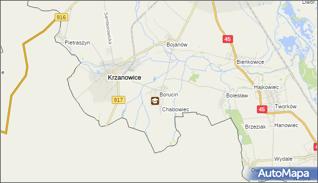 mapa Borucin gmina Krzanowice, Borucin gmina Krzanowice na mapie Targeo