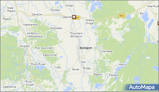 mapa Borzęcin powiat brzeski, Borzęcin powiat brzeski na mapie Targeo