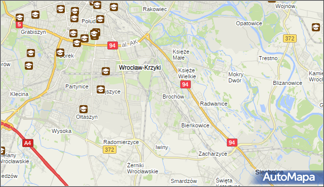 mapa Brochów gmina Wrocław, Brochów gmina Wrocław na mapie Targeo