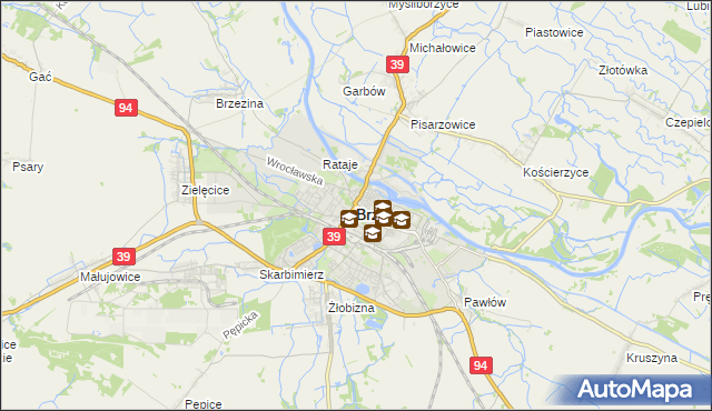 mapa Brzeg, Brzeg na mapie Targeo