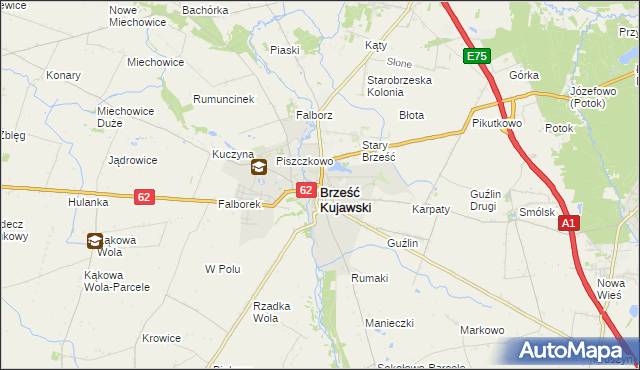 mapa Brześć Kujawski, Brześć Kujawski na mapie Targeo