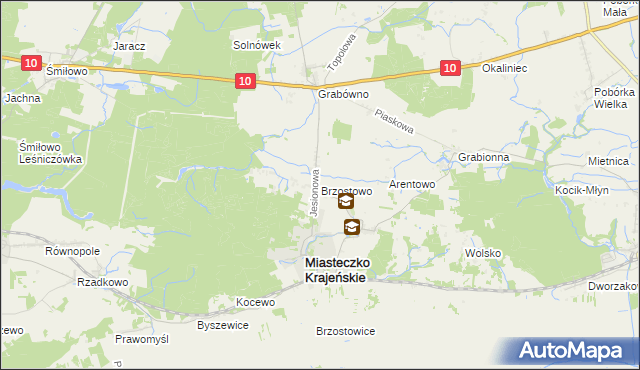 mapa Brzostowo gmina Miasteczko Krajeńskie, Brzostowo gmina Miasteczko Krajeńskie na mapie Targeo